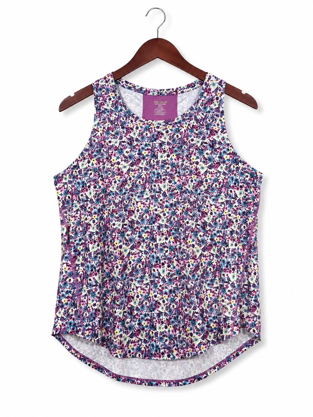 Plus Size XXL Purple Floral Athletic Tank Top Moisture Wicking Activewear